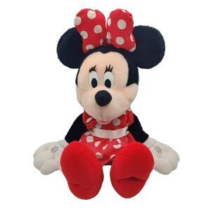 Vintage Disney Minnie Mouse Plush 19 Inch Applause Red Polka Dot Dress